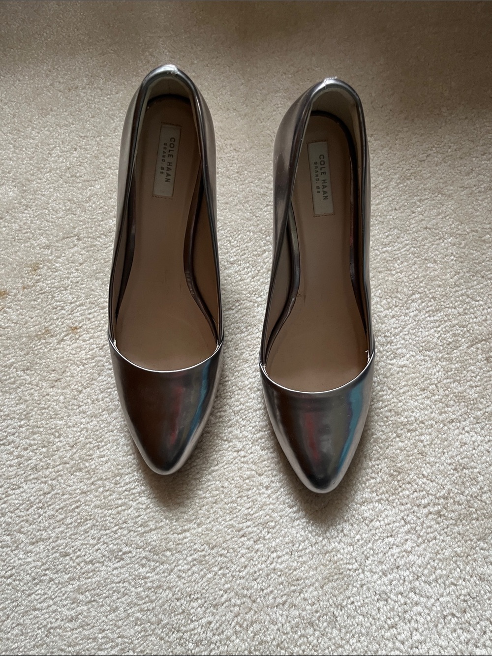Cole Haan Metallic Silver Block Heel Pumps size 8 - Picture 2 of 6